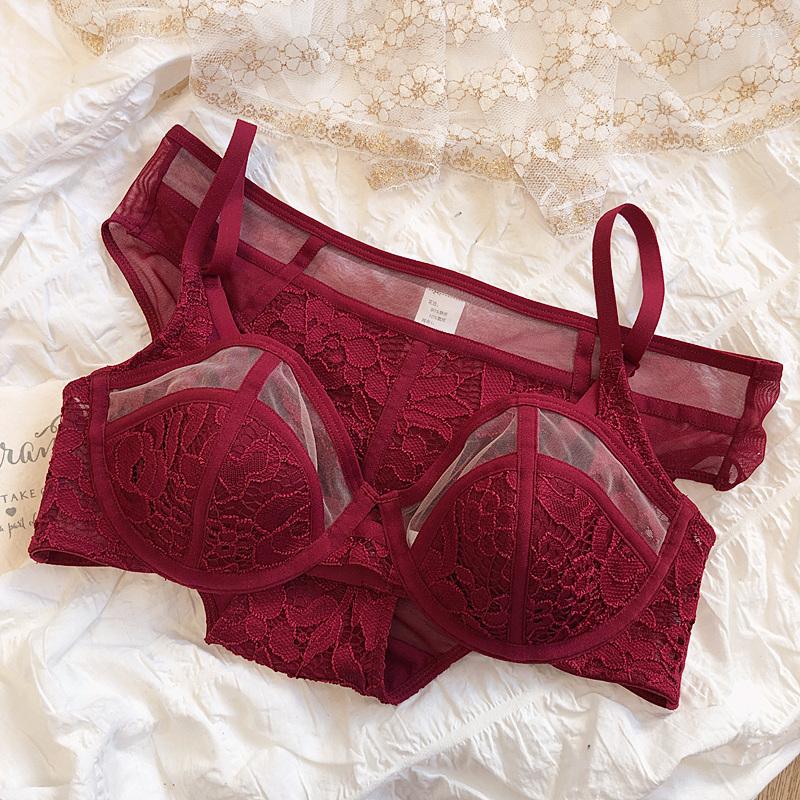 Bras Sets Light Luxury Semi-permeable Mesh Bra Set With Big Breasts And Thin Soft Steel Ring Lingerie Sexy Half-cup See-through Bralette, Red
Bras Sets Light Luxury Semi-permeable Mesh Bra Set With Big Breasts And Thin Soft Steel Ring Lingerie Sexy Half-cup See-through Bralette, Red