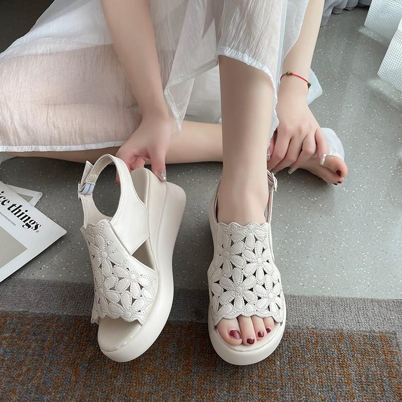 Sandals Summer Wedge Shoes For Women Open Toe Platform Hollow Flowers Retro Lady High Heel Buckle Strap Casual Female Sandalias, Beige
Sandals Summer Wedge Shoes For Women Open Toe Platform Hollow Flowers Retro Lady High Heel Buckle Strap Casual Female Sandalias, Beige