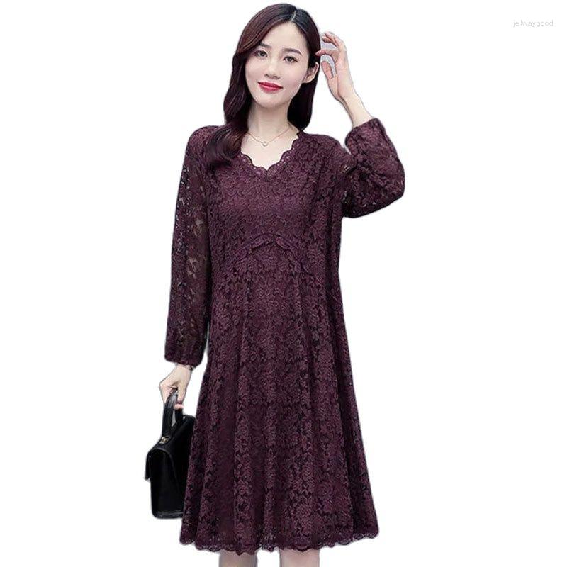 Casual Dresses 2023 Loose Lace Dress Mid-Long Spring Autumn Women's Vestidos Elegant V-Neck Long Sleeve Bottoming Female, Purple
Casual Dresses 2023 Loose Lace Dress Mid-Long Spring Autumn Women's Vestidos Elegant V-Neck Long Sleeve Bottoming Female, Purple