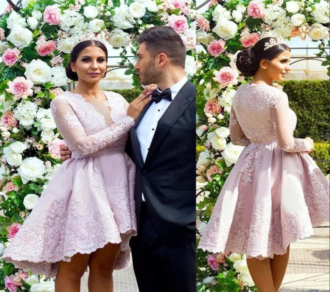 Dusty Pink Short Prom Dresses Fashion HighLow Long Sleeves Knee Length Party Dress Elegant Lace Applique Women Formal Wear Evenin3190380, Lilac
Dusty Pink Short Prom Dresses Fashion HighLow Long Sleeves Knee Length Party Dress Elegant Lace Applique Women Formal Wear Evenin3190380, Lilac