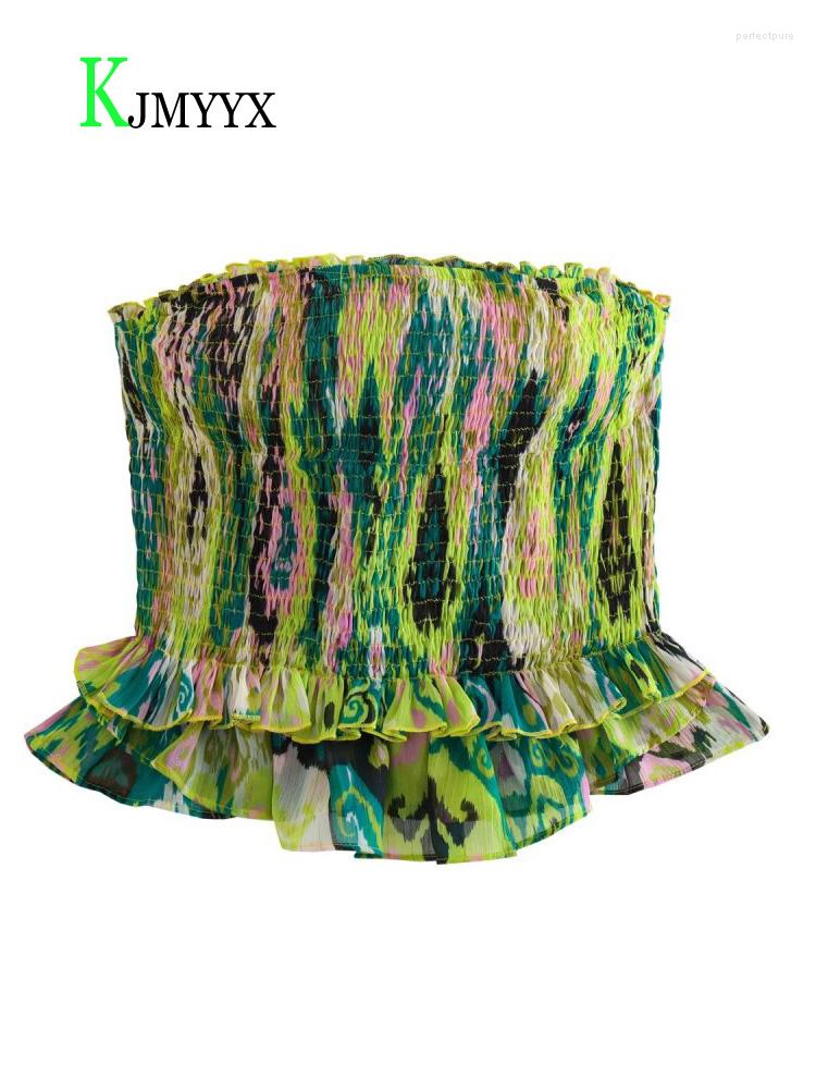 Women's Tanks KJMYYX Ruffle Crop Top Summer Women Green Ruched Corset Female Strapless Tops For Sexy Backless Tube, As017
Women's Tanks KJMYYX Ruffle Crop Top Summer Women Green Ruched Corset Female Strapless Tops For Sexy Backless Tube, As017