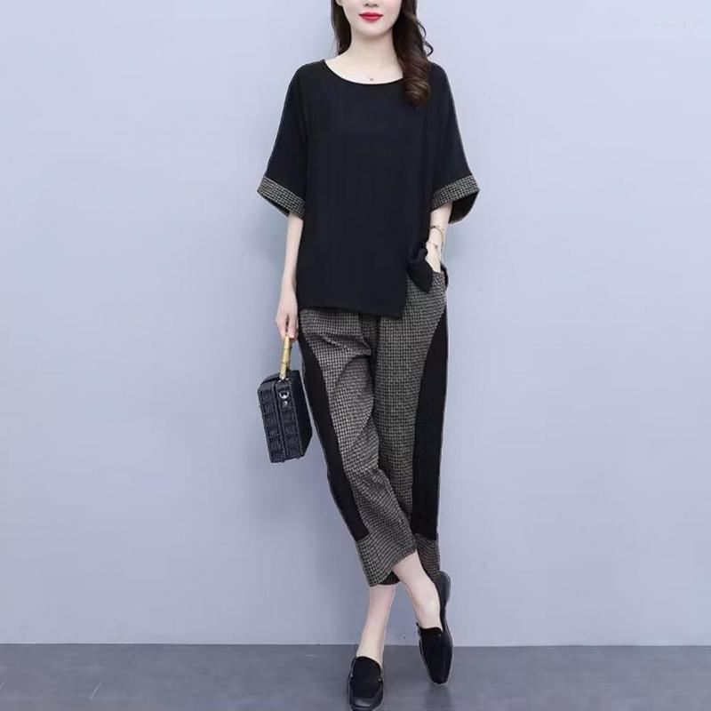 Women's Two Piece Pants 2 Pcs/Set Women Top Trousers Suit Trendy Patchwork Lady Pockets Garment, Black
Women's Two Piece Pants 2 Pcs/Set Women Top Trousers Suit Trendy Patchwork Lady Pockets Garment, Black
