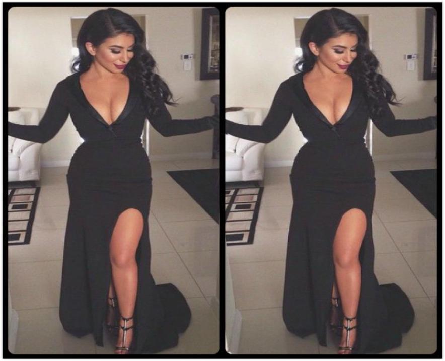 2020 Sexy Black Evening Dresses with Deep V Neckline Long Sleeves Floor Length Front Split robe de soiree longue5005845, Brown
2020 Sexy Black Evening Dresses with Deep V Neckline Long Sleeves Floor Length Front Split robe de soiree longue5005845, Brown
