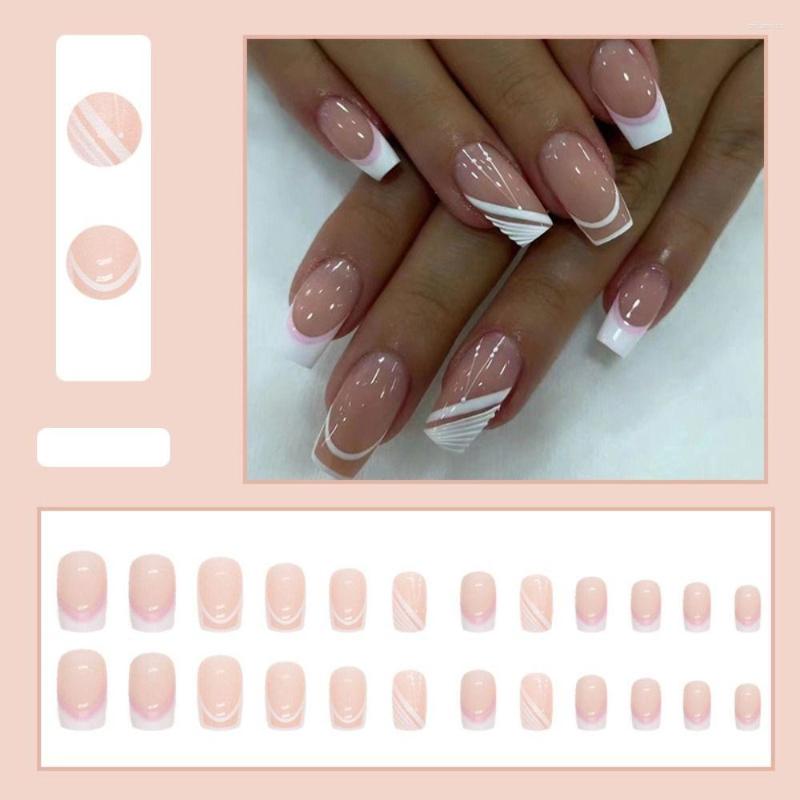 False Nails 24pcs Glossy Fake Shimmer White Square French Nail Faux Gradient Medium Fingernails, Picture shown
False Nails 24pcs Glossy Fake Shimmer White Square French Nail Faux Gradient Medium Fingernails, Picture shown