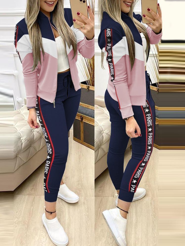 Women s Tracksuits Women Two Piece Set Outfits Autumn Tracksuit Zipper Top And Pants Casual Sport Suit Winter 2 Woman 230629