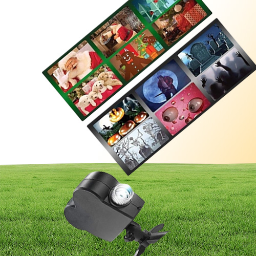Holographic 12 Movies Halloween Party Christmas Santa Claus Projection Lamp Window Movie Projector Y2010156983605