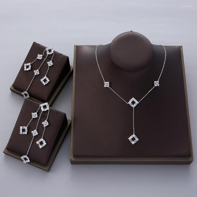Necklace Earrings Set Luxury Bridal Zirconia For Women Square Tassels Dubai CZ Crystal Wedding Jewelry N0595, Picture shown
Necklace Earrings Set Luxury Bridal Zirconia For Women Square Tassels Dubai CZ Crystal Wedding Jewelry N0595, Picture shown