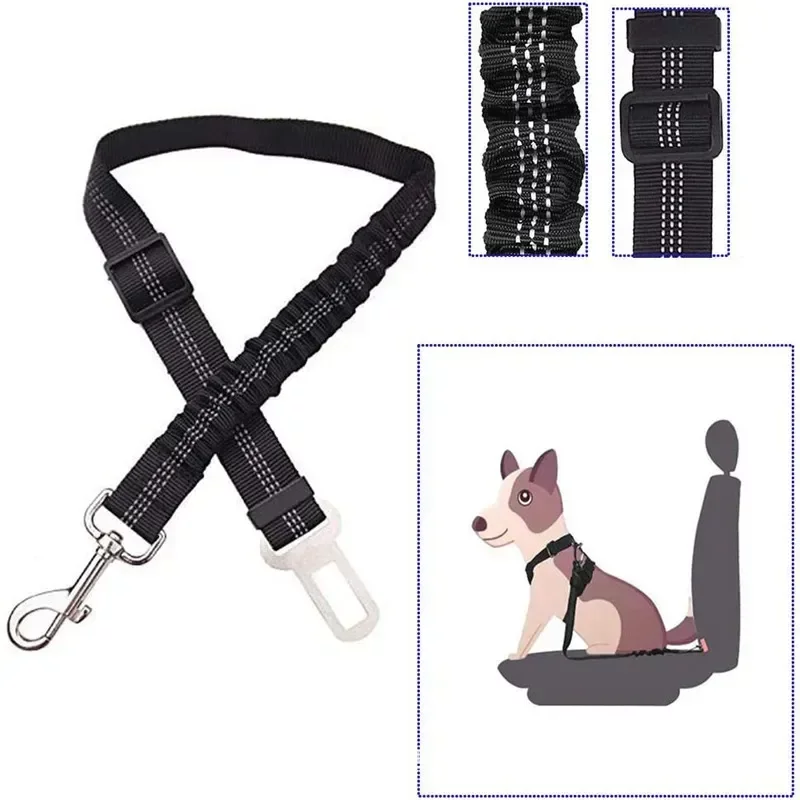 Adjustable Pet Harnesses Retractable Dog Leash Reflective Car Travel Accessories For Dogs Cats With Elastic Shock Absorption NEW