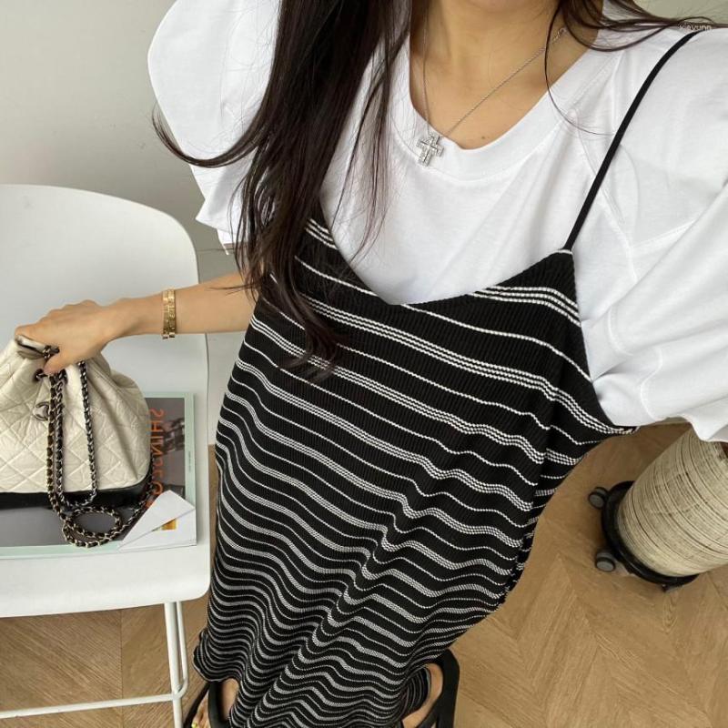 Casual Dresses South Korea 2023 Summer Design Sense Of Slim-fit Bag Hip Color Stripes In The Long Covered Meat Suspender Dress Female, Black
Casual Dresses South Korea 2023 Summer Design Sense Of Slim-fit Bag Hip Color Stripes In The Long Covered Meat Suspender Dress Female, Black