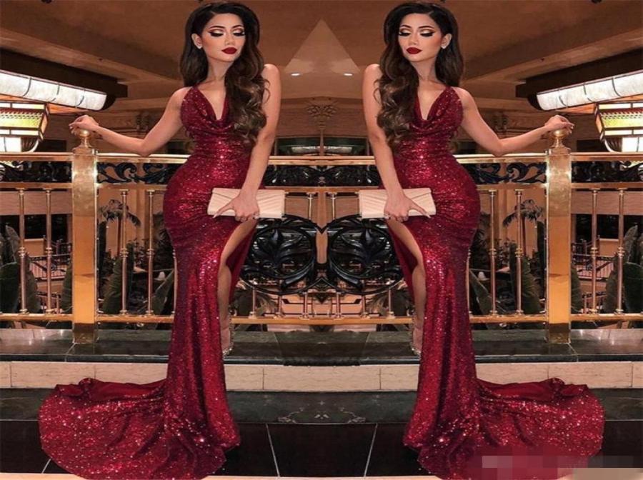 Sparkly Dark Red Sequins Prom Dresses Deep V Neck Pleats Ruched Sweep Train High Slit Split Custom Made 2019 Formal Evening Party 4992592, Light purple
Sparkly Dark Red Sequins Prom Dresses Deep V Neck Pleats Ruched Sweep Train High Slit Split Custom Made 2019 Formal Evening Party 4992592, Light purple