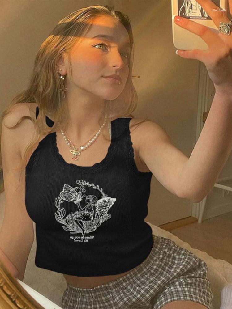 Women' Tanks Cartoon Printed Lace Trim White Crop Top Fairy Grunge Summer Clothes For Women Cute Slim Fit Ribbed Tank Tops
Women' Tanks Cartoon Printed Lace Trim White Crop Top Fairy Grunge Summer Clothes For Women Cute Slim Fit Ribbed Tank Tops