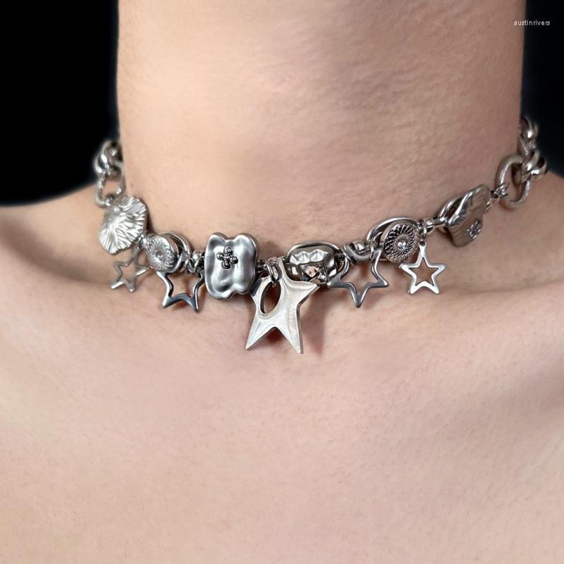Chains Fashion Exquisite Star Pentagram Charms Necklace Silver Colorful Cross Irregular Choker For Women Female Jewelry Accessories
Chains Fashion Exquisite Star Pentagram Charms Necklace Silver Colorful Cross Irregular Choker For Women Female Jewelry Accessories