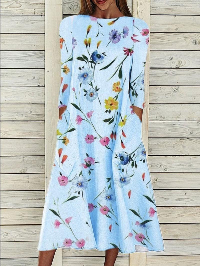 Dresses Boho Floral Print Dresses Women Three Quarter Sleeves Oneck Long Evening Party Dress Elegant Lady Casual Pocket Dress Autumn, White
Dresses Boho Floral Print Dresses Women Three Quarter Sleeves Oneck Long Evening Party Dress Elegant Lady Casual Pocket Dress Autumn, White
