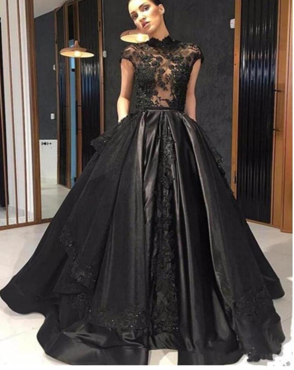 Vintage Black Gothic Wedding Dresses 2019 high Neck Cap Sleeves Illusion Top Beaded Lace Satin Non White Bridal Gowns Couture Cust1665151
Vintage Black Gothic Wedding Dresses 2019 high Neck Cap Sleeves Illusion Top Beaded Lace Satin Non White Bridal Gowns Couture Cust1665151