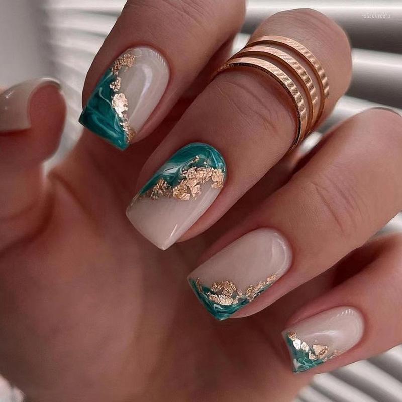 False Nails Gold Foil Nail Art Fake Square Head French Shining Glitter Wavy Waterproof Press On Faux Fingernails, Only fake nails
False Nails Gold Foil Nail Art Fake Square Head French Shining Glitter Wavy Waterproof Press On Faux Fingernails, Only fake nails