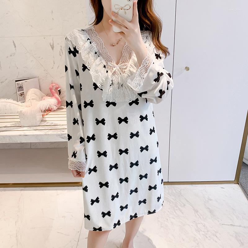 Women's Sleepwear Autunm Homewear Intimate Lingerie Bow Casual Lovely Home Clothing Nightdress Long Sleeve Velour Nightgown Sexy Short, White
Women's Sleepwear Autunm Homewear Intimate Lingerie Bow Casual Lovely Home Clothing Nightdress Long Sleeve Velour Nightgown Sexy Short, White