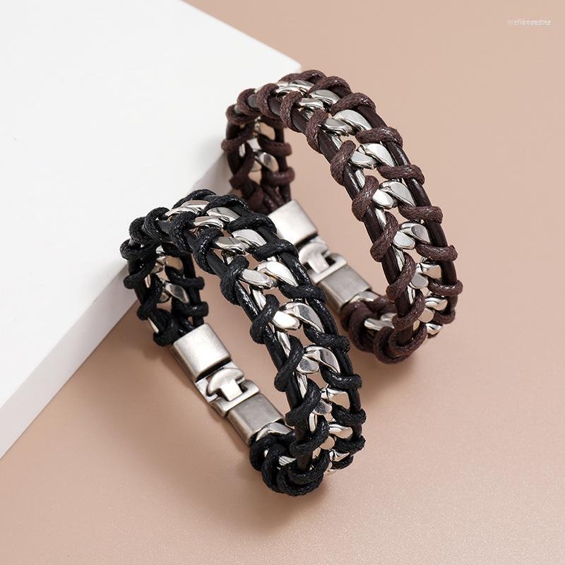 Link Bracelets Punk Fashion Weave Leather Alloy Braided Chain Charm Wrap Bangle Vintage Casual Wristband Gothic Women Men
Link Bracelets Punk Fashion Weave Leather Alloy Braided Chain Charm Wrap Bangle Vintage Casual Wristband Gothic Women Men