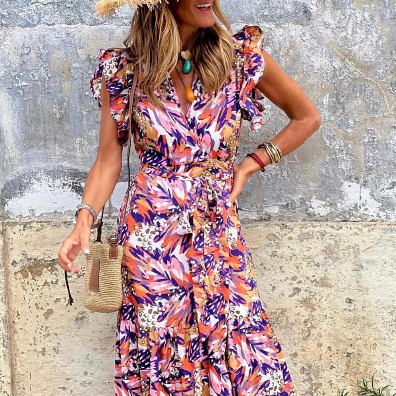 Casual Dresses Chic Beach Dress Lace Up Rich Colors Pattern Women Summer Tight Waist, Red blue
Casual Dresses Chic Beach Dress Lace Up Rich Colors Pattern Women Summer Tight Waist, Red blue