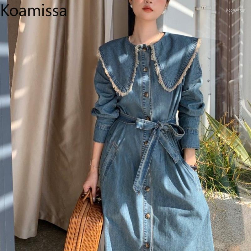 Casual Dresses Koamissa Sweet Women Lace Jeans Dress Long Sleeves Loose Belted Lady Kroean Vestidos Spring Denim Mini, Blue
Casual Dresses Koamissa Sweet Women Lace Jeans Dress Long Sleeves Loose Belted Lady Kroean Vestidos Spring Denim Mini, Blue