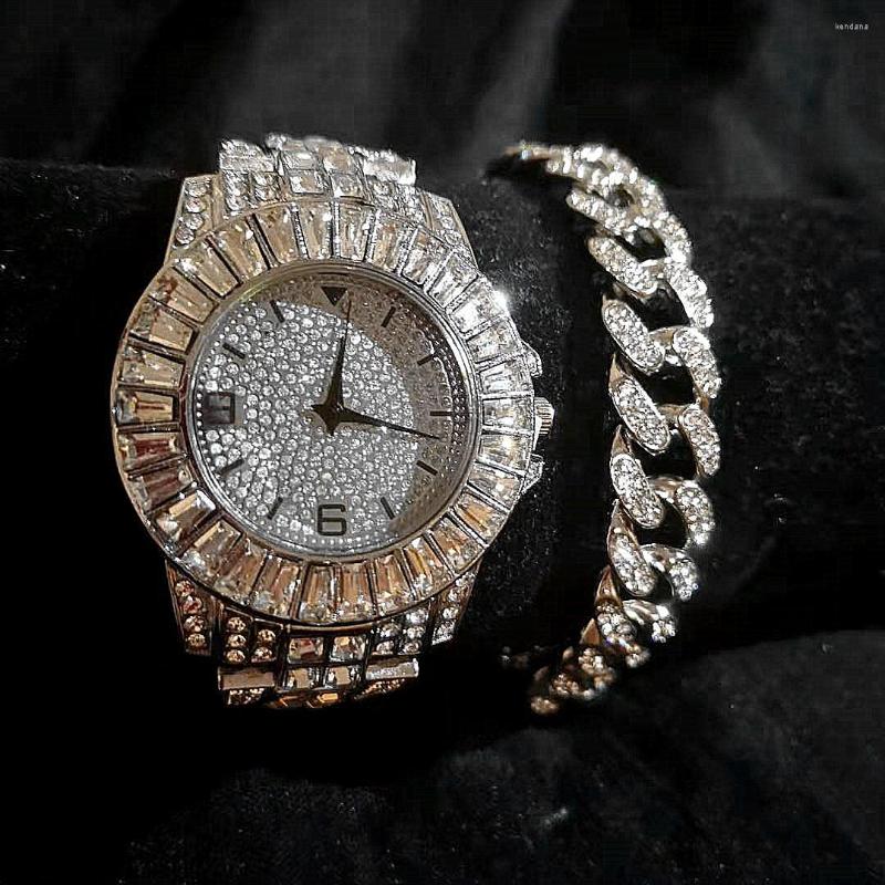 Wristwatches Iced Out Watches For Women Men Luxury Gold Diamond Chain Simple Watch With Bracelets Cuban Jewelry Set, Luxury sliver
Wristwatches Iced Out Watches For Women Men Luxury Gold Diamond Chain Simple Watch With Bracelets Cuban Jewelry Set, Luxury sliver