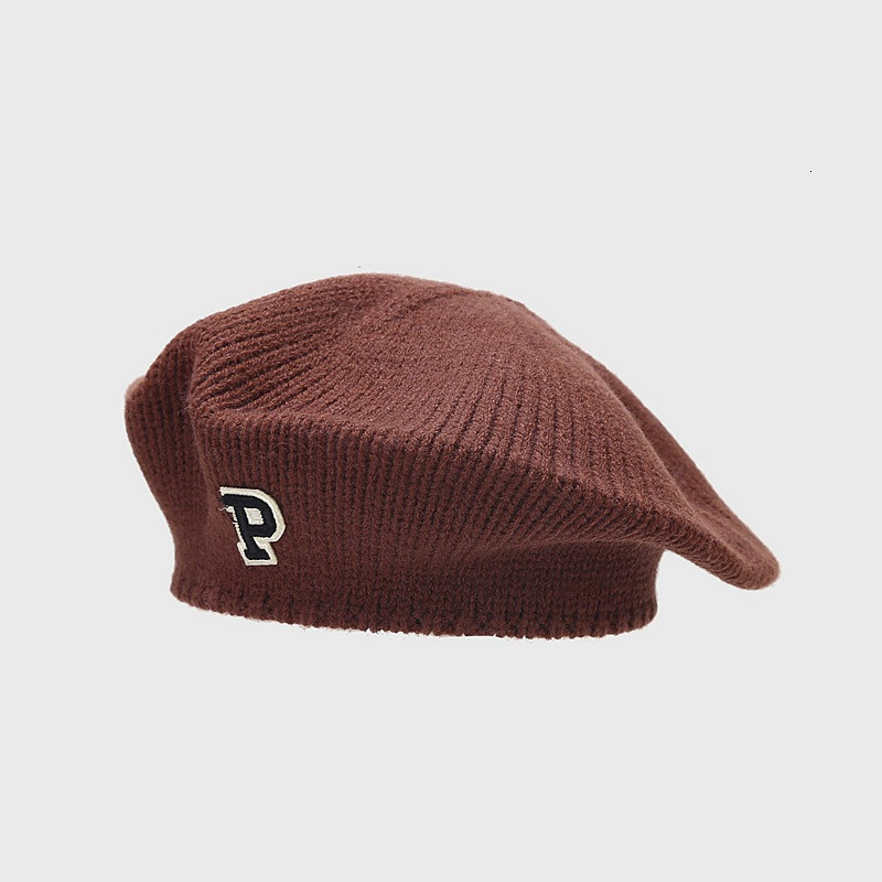 Berets Autumn Winter Acrylic Letter P Beret Painter Hat Octagonal Cap for Women and Girl 24 230629