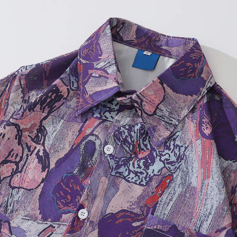 Men s Dress Shirts Oversized Fresh Flower Graphic Pirnt Hip Hop Long Sleeve Tops Summer Fashion Harajuku Couple Blouse Streetwear 230629