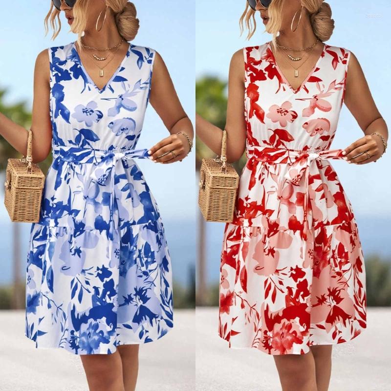 Casual Dresses 2023 Summer Knee Length V-neck Dress Sleeveless Waist Strap Bohemian, Blue
Casual Dresses 2023 Summer Knee Length V-neck Dress Sleeveless Waist Strap Bohemian, Blue