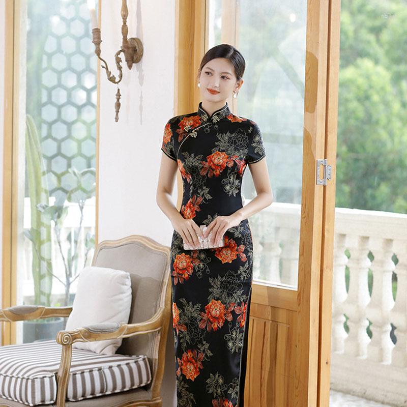 Ethnic Clothing Summer Short Sleeve Cheongsam Silk Long Dress Slim Chinese Traditional Female Women Qipao M To 5XL
Ethnic Clothing Summer Short Sleeve Cheongsam Silk Long Dress Slim Chinese Traditional Female Women Qipao M To 5XL