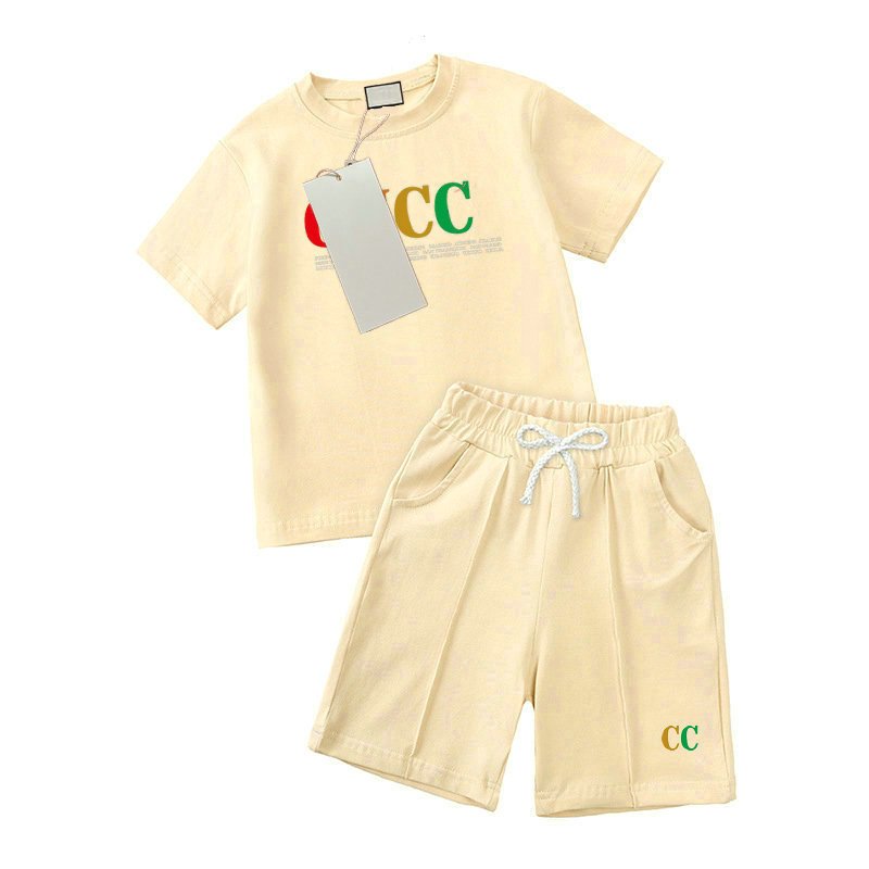 

New Designer Kids Clothing Sets Classic Brand Baby Boys and Girls Clothes Suits Fashion Letter Short sleeve suit Childrens Clothes 2 Colors High Quality AAA
