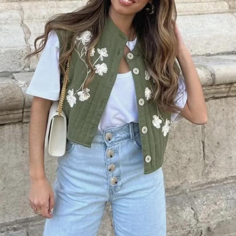 Women' Tanks Summer Vest Floral Embroidery Sleeveless Cropped Tops With Button Vintage Fashion Tank INS Streetwear Jacket, Army green
Women' Tanks Summer Vest Floral Embroidery Sleeveless Cropped Tops With Button Vintage Fashion Tank INS Streetwear Jacket, Army green