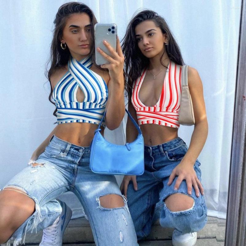 Women' Tanks 2023 Sexy Women Summer Halter Tank Tops Stripes Low-Cut Sleeveless Cross Backless Tied Strap Crop For Girls 3 Colors, White
Women' Tanks 2023 Sexy Women Summer Halter Tank Tops Stripes Low-Cut Sleeveless Cross Backless Tied Strap Crop For Girls 3 Colors, White