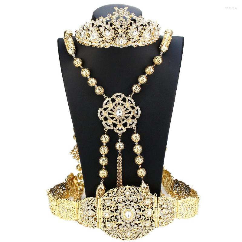 Necklace Earrings Set Algeria Bride Women Dress Belt Caftan Shoulder Chain Crystal Crown Tiaras 18K Gold Color Morocco Wedding Bijoux, Picture shown
Necklace Earrings Set Algeria Bride Women Dress Belt Caftan Shoulder Chain Crystal Crown Tiaras 18K Gold Color Morocco Wedding Bijoux, Picture shown