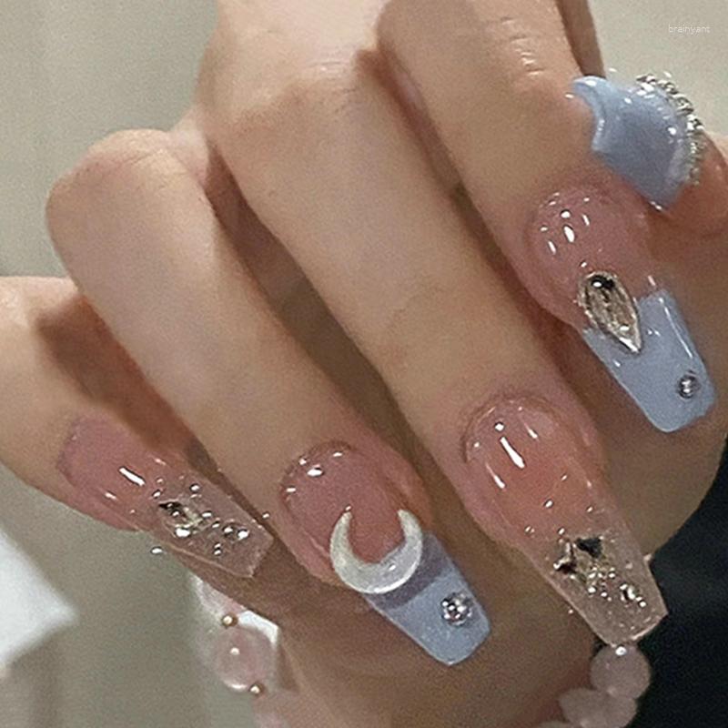 False Nails 24pcs Moon Rhinestones With Glue Acrylic Full Cover Long Coffin Fake Detachable Nail Art Tips Press On, 12
False Nails 24pcs Moon Rhinestones With Glue Acrylic Full Cover Long Coffin Fake Detachable Nail Art Tips Press On, 12