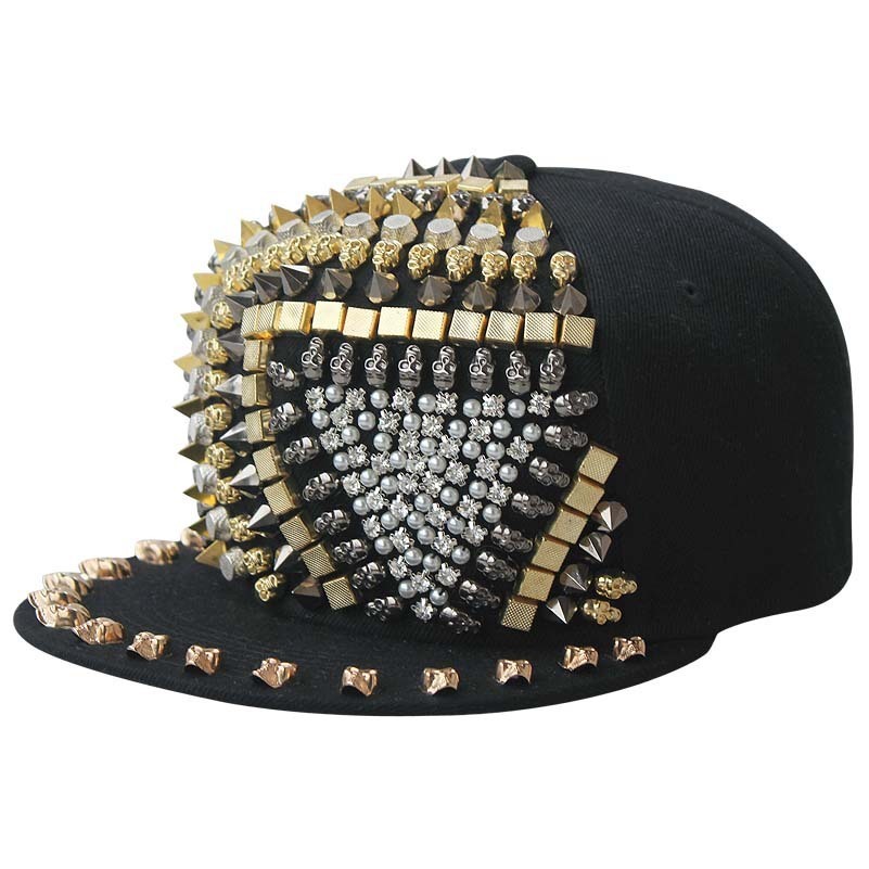 Ball Caps GBCNYIER Hedgehog Punk Hiphop Unisex Hat Gold Spikes Spiky Studded Cap Top Street Dancing show Cool 230628