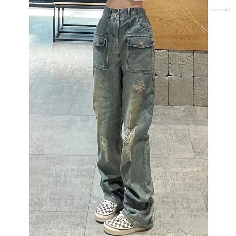 Women's Jeans Y2K Women Vintage Streetwear Ripped Straight Ladies Cargo Pants High Waisted Loose Denim Trousers Fairy Grunge Alt Clothes, Vintage blue
Women's Jeans Y2K Women Vintage Streetwear Ripped Straight Ladies Cargo Pants High Waisted Loose Denim Trousers Fairy Grunge Alt Clothes, Vintage blue