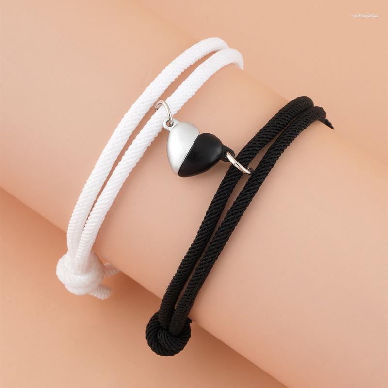 Link Bracelets Simple Fashion Black And White Heart-shaped Magnetic Braided Rope Couple Girlfriends A Pair Of Adjustable
Link Bracelets Simple Fashion Black And White Heart-shaped Magnetic Braided Rope Couple Girlfriends A Pair Of Adjustable