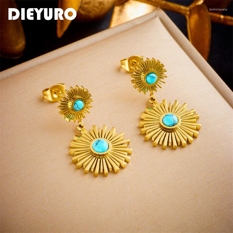 Dangle Earrings DIEYURO 316L Stainless Steel Vintage Sun Green Stone Drop For Women Girl Fashion Non-fading Ear Jewelry Gift Party
Dangle Earrings DIEYURO 316L Stainless Steel Vintage Sun Green Stone Drop For Women Girl Fashion Non-fading Ear Jewelry Gift Party