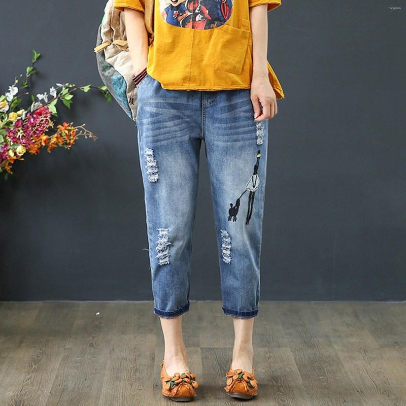 Women' Jeans Women Casual Comfortable Literary Embroidery Elastic High Waist Cutting Pants, Black
Women' Jeans Women Casual Comfortable Literary Embroidery Elastic High Waist Cutting Pants, Black