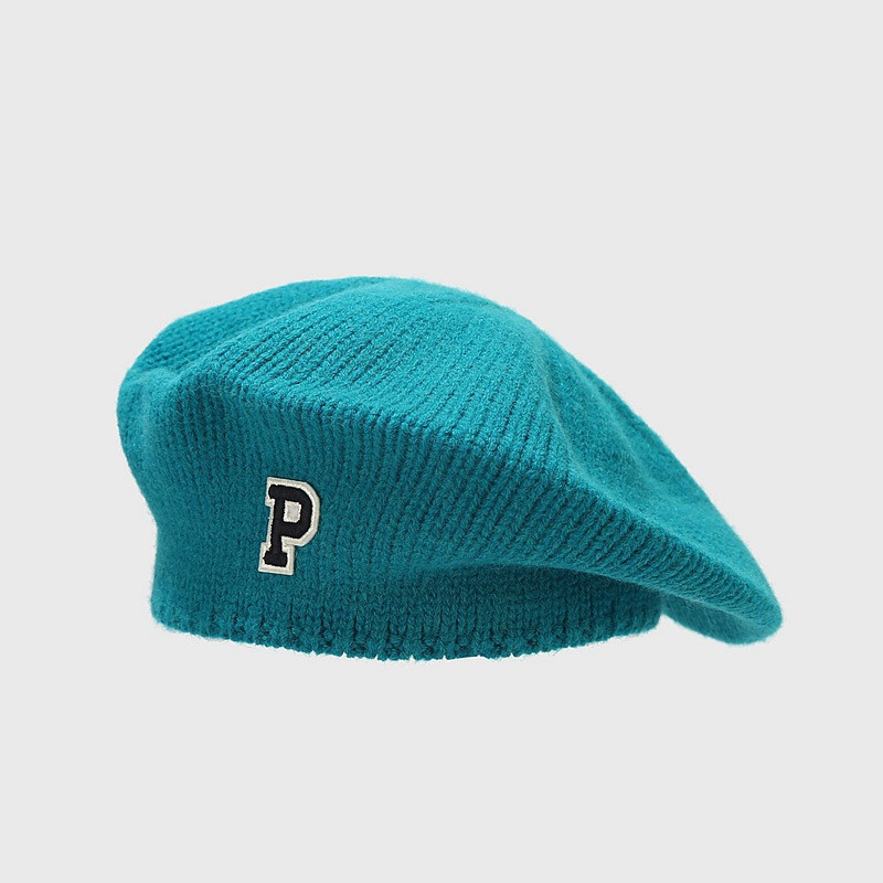 Berets Autumn Winter Acrylic Letter P Beret Painter Hat Octagonal Cap for Women and Girl 24 230629