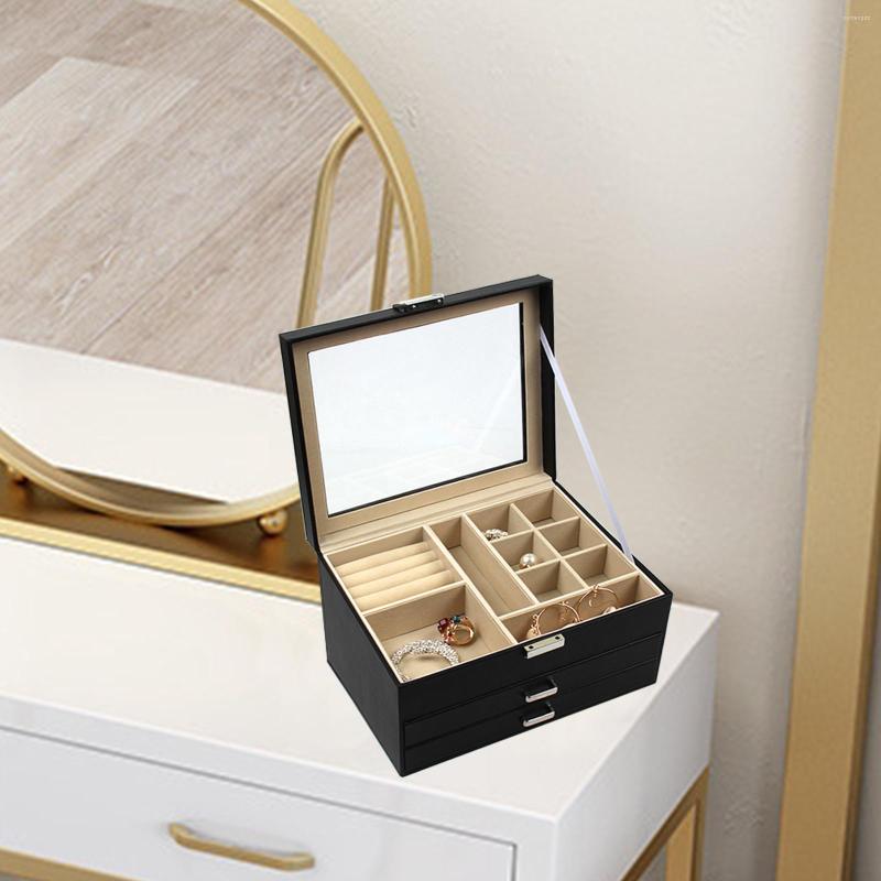 Jewelry Pouches Large-Capacity Storage Box Light Luxury Double Drawer Earrings Ring Window Design Style
Jewelry Pouches Large-Capacity Storage Box Light Luxury Double Drawer Earrings Ring Window Design Style