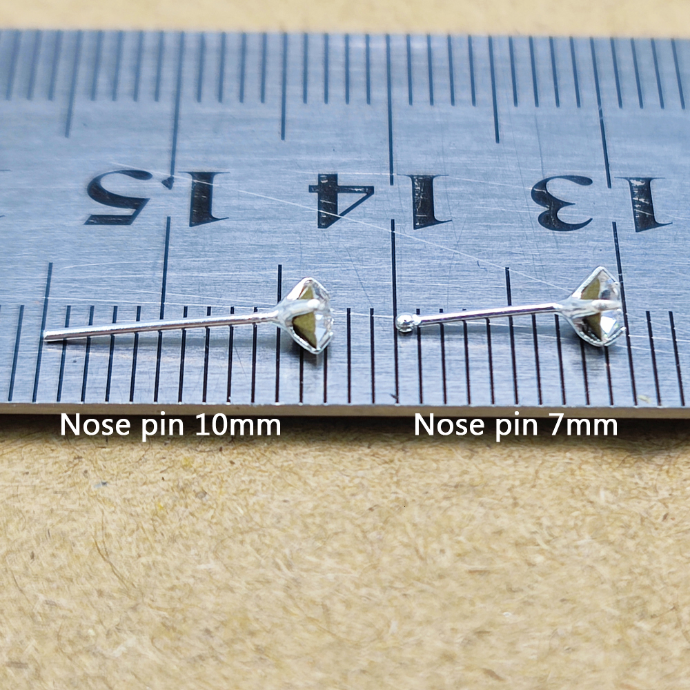 Nose Rings Studs 50pcslot Pin Piercing 925 Sterling Silver 15mm 2mm 25mm m Round Clear Crystal nariz Jewelry 230628