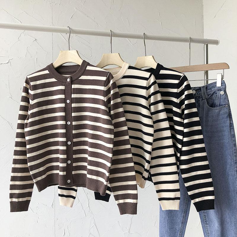 Women's Knits O-Neck Striped Cardigan Sweater Women's 2023 Spring Autumn Korean Fashion Single Breasted Long Sleeve Coat For Office Lady, Black
Women's Knits O-Neck Striped Cardigan Sweater Women's 2023 Spring Autumn Korean Fashion Single Breasted Long Sleeve Coat For Office Lady, Black