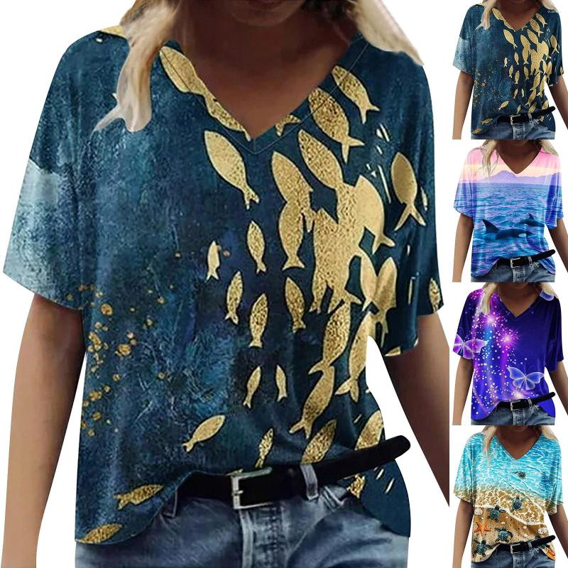 Women's T Shirts Ladies Ocean Fish Butterfly Turtle Print V Neck Top Short Sleeve Sports Up Shirt Cotton Girl Lightweight, Blue
Women's T Shirts Ladies Ocean Fish Butterfly Turtle Print V Neck Top Short Sleeve Sports Up Shirt Cotton Girl Lightweight, Blue
