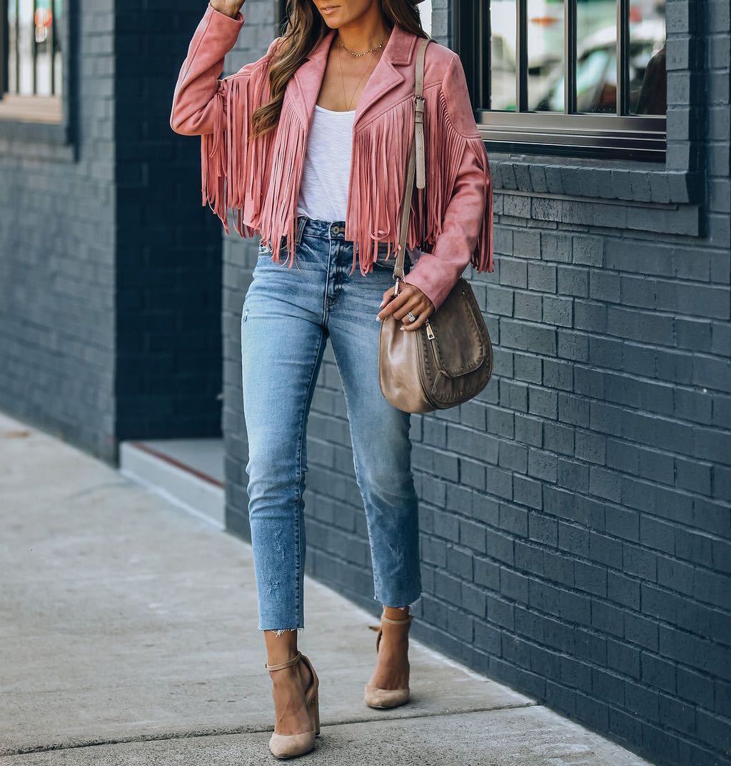 Women s Jacket Y2k Fringed Hem Tassel Cardigan Crop Tops E girl Motor Biker Jacket Suede Leather 90s Vintage Streetwear Coat Cool 230629
