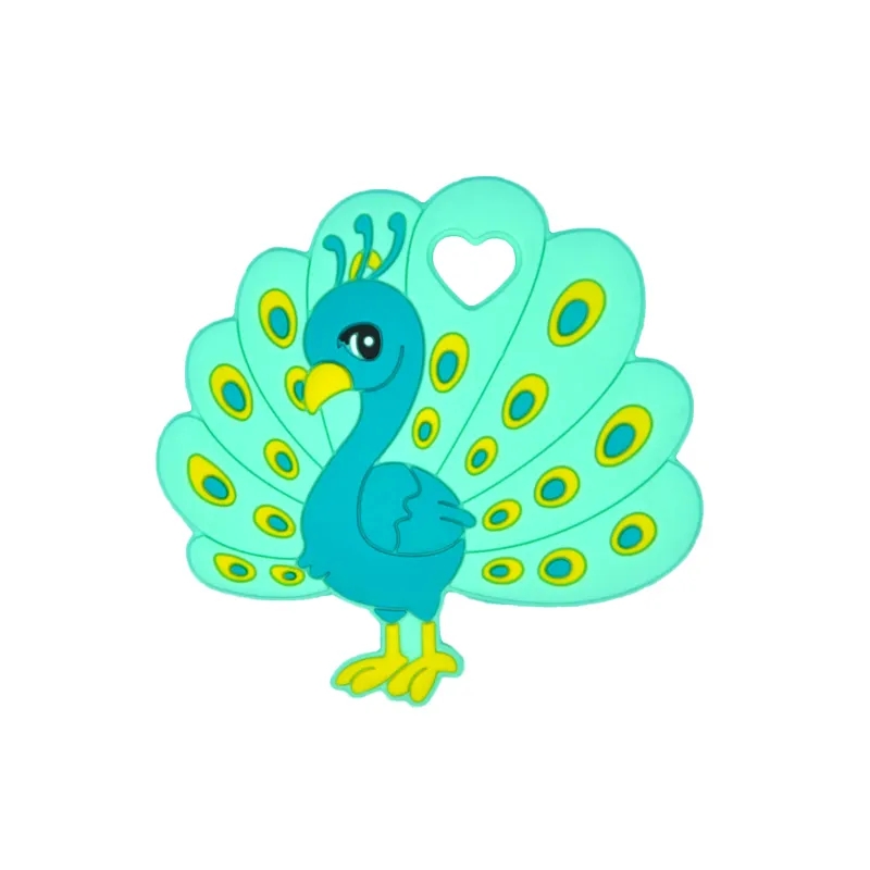 Baby Teethers Colorful Cute Peacock Shape Teething Toys BPA Free Food Grade Chewable Toy Pendants for Newborn Infant Shower Gifts