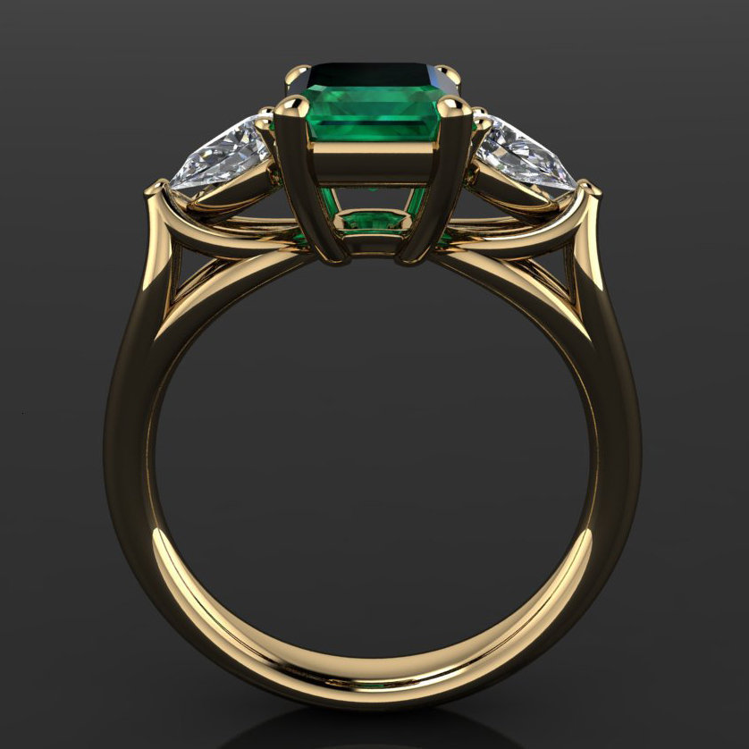 With Side Stones 14k Gold Jewelry Green Emerald Ring for Women Bague Diamant Bizuteria Anillos De Pure Gemstone Females 230629