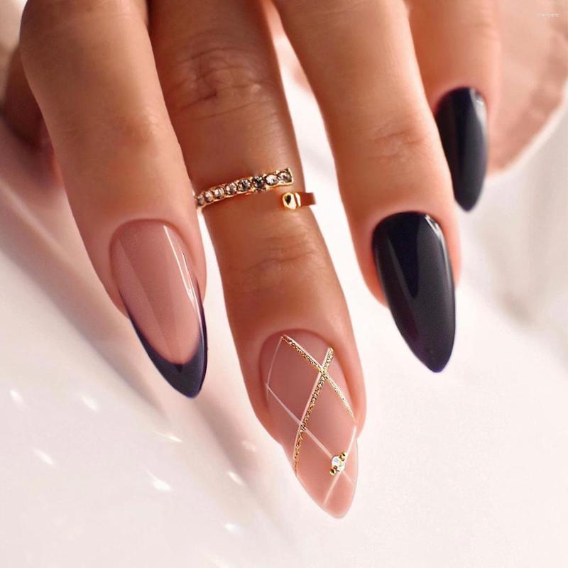 False Nails 24Pcs French Detachable Press On Almond Shaped Nail Tips Sparkling Stripes Designs Wearable Oval Fake, 108
False Nails 24Pcs French Detachable Press On Almond Shaped Nail Tips Sparkling Stripes Designs Wearable Oval Fake, 108