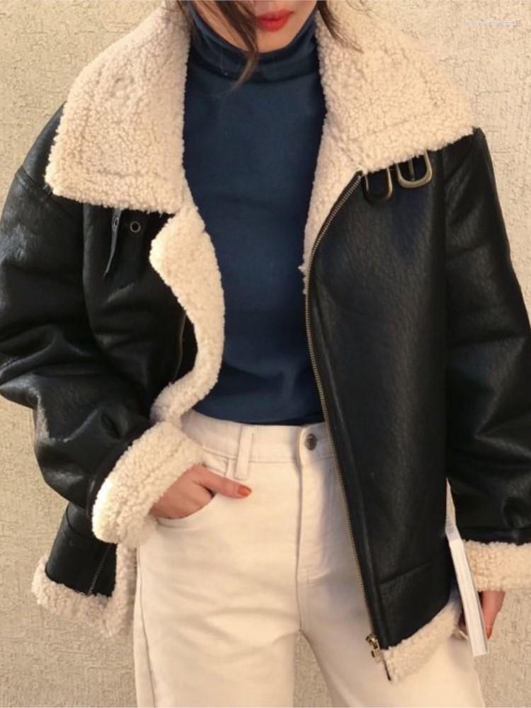 Women' Fur Women Winter American Faux Coats Retro Motorcycle Loose Leather Thick Warm Female Casual Lamb Wool Pu Outerwears, Brown
Women' Fur Women Winter American Faux Coats Retro Motorcycle Loose Leather Thick Warm Female Casual Lamb Wool Pu Outerwears, Brown