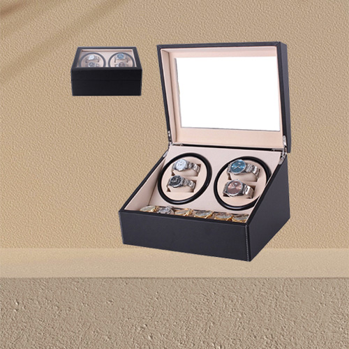 Automatic Mechanical Watch Winders Black PU Leather Storage Box Collection Watch Display Jewelry US plug Winder Box