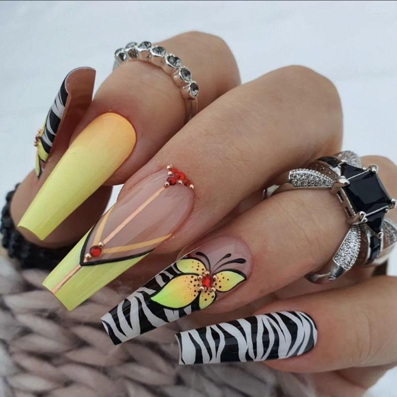 False Nails 24pcs Colorful Long Ballerina Nail Diamond Design French Full Cover Wearable Tips Press On Manicure, Only fake nails
False Nails 24pcs Colorful Long Ballerina Nail Diamond Design French Full Cover Wearable Tips Press On Manicure, Only fake nails
